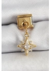 ® 316L Çelik Sallantılı Zirkon Taşlı Kutup Yıldızı Model Gold Renk Nomination Charm