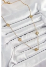 ® 316L Çelik Yonca Model Gold Renk Kadın Kolye