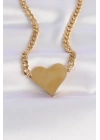 ® 316L Çelik Zincir Altın Renk Düz Plaka Kalp Kolye