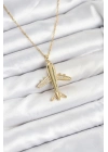 ® 316L Çelik Zincir Gold Renk Uçak Model Kadın Kolye