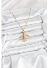 ® 316L Çelik Zincir Gold Renk Uçak Model Kadın Kolye