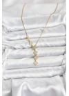 ® 316L Çelik Zincir Gold Renk Yonca Model Kadın Kolye