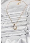 ® 316L Çelik Zincir Gold Renk Zirkon Taşlı Kadın Kolye