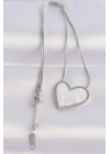 ® 316L Çelik Zincir Gümüş Renk Mermer Desenli Kalp Kolye