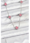 ® 316L Çelik Zincir Gümüş Renk Pembe Baby Boy Yonca Kadın Kolye