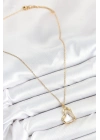 ® 316L Çelik Zirkon Taşlı Kalp Model Gold Renk Kadın Kolye