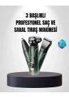 ® 3D Akıllı Kesim Teknolojili Şarjlı Tıraş Seti – 3 Başlıklı, Paslanmaz Çelik Bıçaklı