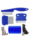 ® 4lü Bit Pire Tarağı Set Kedi Köpek Evcil Hayvan Tüy Toplayıcı Mavi