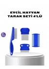 ® 4’lü Evcil Hayvan Tüy Temizleme Seti – Paslanmaz Çelik,Plastik, Pratik ve Hijyenik Bakım