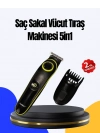® 5 Başlıklı Çok Fonksiyonlu Saç Kesme ve Sakal Düzeltme Makinesi Erkek Bakım Aleti