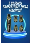 ® 5 Başlıklı Şarjlı Tıraş Makinesi Kablosuz Saç Sakal Burun Tıraşına Uygun