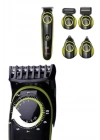® 5 Başlıklı Şarjlı Tıraş Makinesi Led Ekran Saç Sakal Ense Tıraşına Uygun Bakım Seti