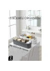 ® 5 Bölmeli Banyo ve Makyaj Organizer Kutusu Gri & Beyaz 2’li Set  Tezgah Üstü Düzenleyici