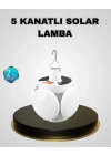 ® 5 Kanatlı Solar Kamp Lambası – USB Şarjlı, Taşınabilir, IP65 Su Geçirmez Bahçe Lambası