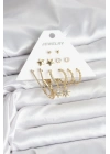 ® 6 Çift Kadın Küpe Seti Gold Renk