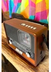 ® Ahşap Görünümlü Retro Bluetooth Radyo USB,AUX Ve SD Kart Girişli