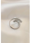 ® Ayarlamalı Silver Renk Metal Zirkon Taşlı Kanat Yüzük
