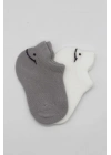 ®   2Li Sneakers Smile Penye Çorap 20106 Gri Ekru