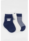 3Lü Penye Soket Çorap 10110 İndigo