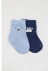 ®   2Li Bear Penye Soket Çorap 10116 Mavi