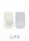 ®   2Li Hayvan Figürlü Kaymaz Soket Çorap 10104 Gri Ekru