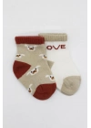 ®   2Li Love Dog Penye Soket Çorap 10118 Bej