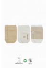 ®  Puanlı Kaymaz Penye Soket Çorap 3Lü BS10108 Bej