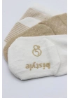 ®  Puanlı Kaymaz Penye Soket Çorap 3Lü BS10108 Bej