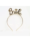 Bride Yazılı Taç ve Bride To Be Yazılı Gözlü Seti Altın Renk