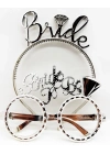 Bride Yazılı Taç ve Bride To Be Yazılı Gözlü  Seti Gümüş Renk