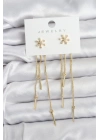 ® Çiçek Model Gold Pirinç Sallantılı Kadın Küpe