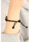 ® COOL (Havalı) Siyah Deri İpli Unisex Mood Bileklik