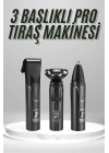 ® Dijital Göstergeli 3 Başlıklı Tıraş Makinesi Islak Kuru Lazer Öncesi Günlük
