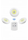 Dolap Işığı Mutfak Rafı Işığı Uzaktan Kumandalı 3 Lü Spot Led Lamba