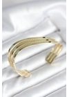 ® Eğik Şerit Model Gold Renk Pirinç Kadın Bileklik