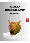 ® Gold Renk 3D Kurt Başı Duvar Dekoru