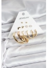® Gold Renk 6 Çiftli Pirinç Kadın Küpe Seti