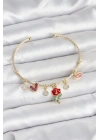 ® Gül Charmlı Gold Renk Pirinç Kadın Bileklik