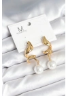® inci Detaylı Sarmal Model Gold Renk Pirinç Kadın Küpe