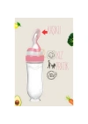 ® Kaşıklı Mama Silikon Biberon KIZ Bebek Besleyici