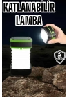 ® Katlanabilir Kamp Lambası Solar Fener Görünümlü 3 Kademeli Şarjlı