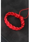 ® Kırmızı Örgü Deri Erkek Bileklik