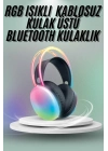 ® Kulak Üstü Kablosuz Bluetooth Kulaklık Unısex Renkli Işıklı Kulaklık
