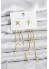 ® Kutup Yıldızı Model Gold Renk Pirinç Sallantılı Kadın Küpe