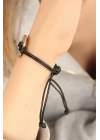 ® LUCKY (Şanslı) Siyah Deri İpli Unisex Mood Bileklik