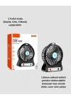 ® Mini USB Fan – Şarj Edilebilir, Işıklı, 3 Kademe, Taşınabilir Masaüstü Vantilatör
