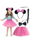 Minnie Kostüm Seti (Pembe Tütü Etek + Pembe Taç + Papyon + Kuyruk)