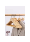 Natural Ahşap Elbise Askısı 12 ADET Montague Design 719133