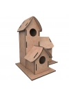 ® 5269 Boyanabilir 3lü Kuş Evi - Bird House