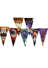 Baskılı Üçgen Model Halloween Banner Süs Bayrak 8 li